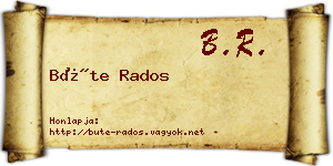 Büte Rados névjegykártya